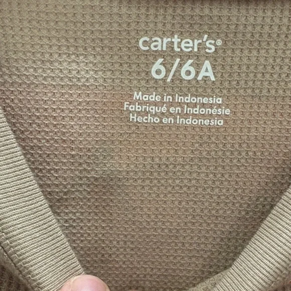 NWT Carter's Kids Tan Long Sleeve with Orange Graphics Shirt Boys Size 6 - Picture 3 of 5